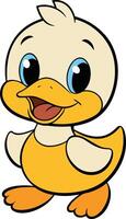 Cartoon duck with big eyes and a smile vector