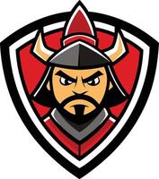 A samurai warrior with horns and a helmet vector