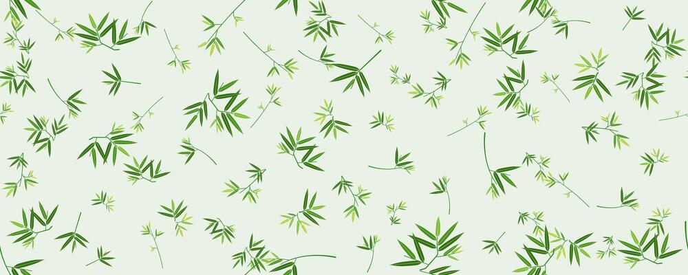 Organic bamboo leaf seamless pattern background. Modern tile green color