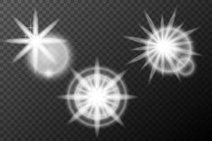 a set of white light effects on background vector