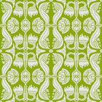 a green and white pattern with flowers vector