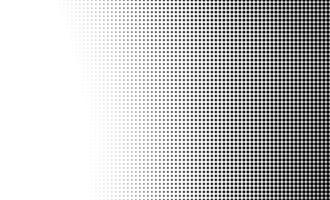 Abstract halftone gradient design with black dots on a white background transitioning from dense to sparse arrangement. vector