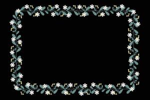 Rectangular Frame With Leaf And Yellow White Flowers Decoration vector