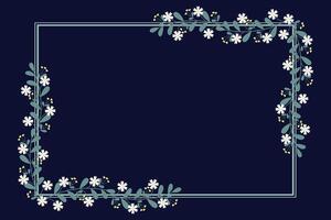 Rectangular Frame With Yellow White Flowers And Green Leaves vector