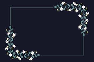 Beautiful Rectangular Frame With Yellow White Flowers And Green Leaves vector