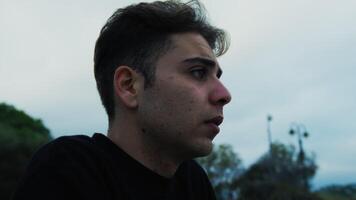 Young Man Shivers From The Cold Waiting In Winter Mountains video