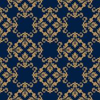 classic Damask seamless pattern. Fine traditional oriental ornament with golden elements. illustration for elegant textile design. vector