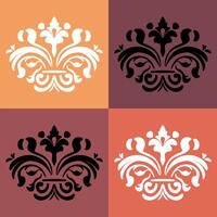 set of damask elements for design. Elegant ornament in baroque style. Repeated designs for wallpaper, branding, web design, invitations, blankets, bedspreads. vector
