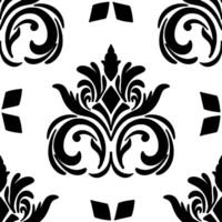 Damask seamless ornament. Traditional pattern. Classic oriental black and white background. illustration for elegant textile design. vector