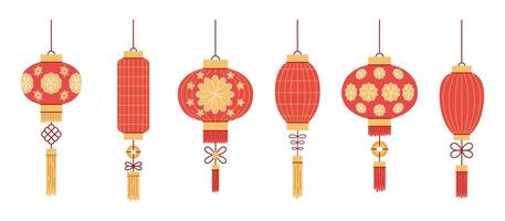 Chinese lanterns set vector