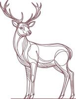 Elegant Deer Line Art Illustration - Minimalist Wildlife Design for Logos, Wall Art, and Nature-Inspired Graphics vector