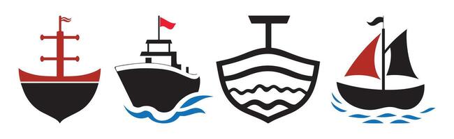 Four ships with flags and sails on a white background vector