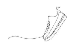 Continuous one line drawing silhouette of sneakers. The sneakers linear icon. One line drawing Linear sneakers background vector