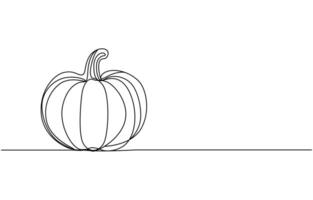 Continuous one line drawing Halloween pumpkin vector