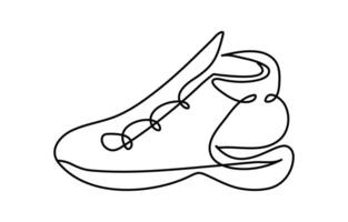 Continuous line drawing of shoes, sneakers, object one line single line art, vector