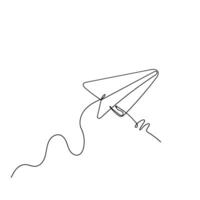 a line drawing of a paper airplane vector