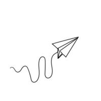a black and white drawing of a paper airplane vector