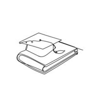 graduation cap on top of book vector