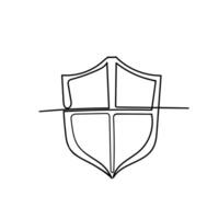 a line drawing of a shield continuous line vector