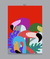 nature flamingo flat illustration design for background, banner, poster, template, flyer, brochure, card, etc vector