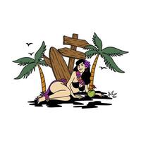 illustration graphic beach girl for design, template, elemen, illustration, etc vector