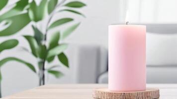 valentine day mock up. Mock up for candle label on bright living room backgrounds. . Copy space. video