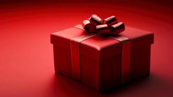 Valentines day concept. red gift box on red background , minimal style, copy space. video