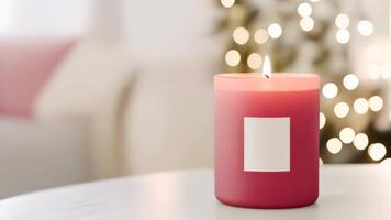 valentine day mock up. Mock up for candle label on bright living room backgrounds. . Copy space. video