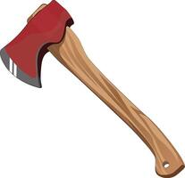 Axe with wooden handle isolated on white background cartoon style illustration vector
