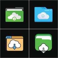 Folder icon collection with different styles isolated on a background illustration vector