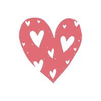 Pink heart illustration filled with smaller white hearts, set on a plain white background. Concept of love and affection vector