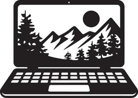 Flat Laptop Silhouette for Social Media Graphics vector
