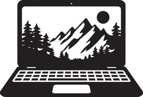Minimalist Laptop Silhouette for Digital Projects vector