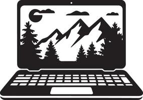 Laptop Icon Outline for Business Graphics vector