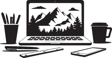 Laptop Silhouette Illustration for Tech Projects vector