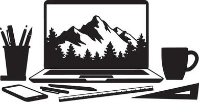 Simple Laptop Silhouette for Web Use vector
