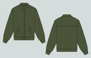 A green jacket with a button down collar vector