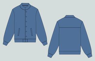 A blue jacket with a button down collar and a front view vector