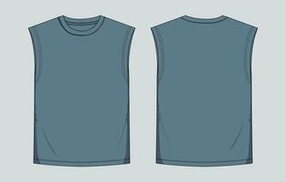 A blue t - shirt with a front and back view vector
