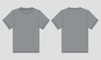 Grey t - shirt template, front and back view vector
