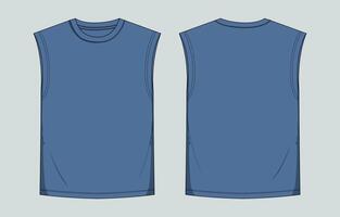 A blue t - shirt with a front and back view vector
