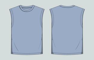 A blue t - shirt with a front and back view vector