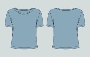 A blue t - shirt template, with a front view and back view vector