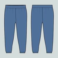 A pair of blue sweatpants with a zipper vector