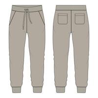A pair of sweatpants with pockets and a zipper vector