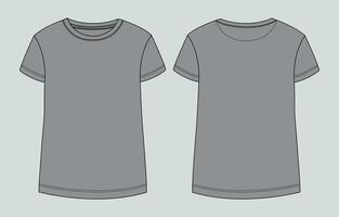 A gray t - shirt template, with a front and back view vector