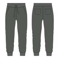 A pair of sweatpants with pockets and a zipper vector