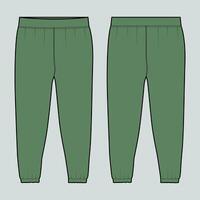 A pair of green sweatpants with a zipper vector