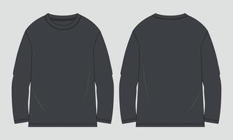 Two long - sleeved black t - shirts on a gray background vector