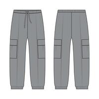 A pair of grey cargo pants with pockets vector